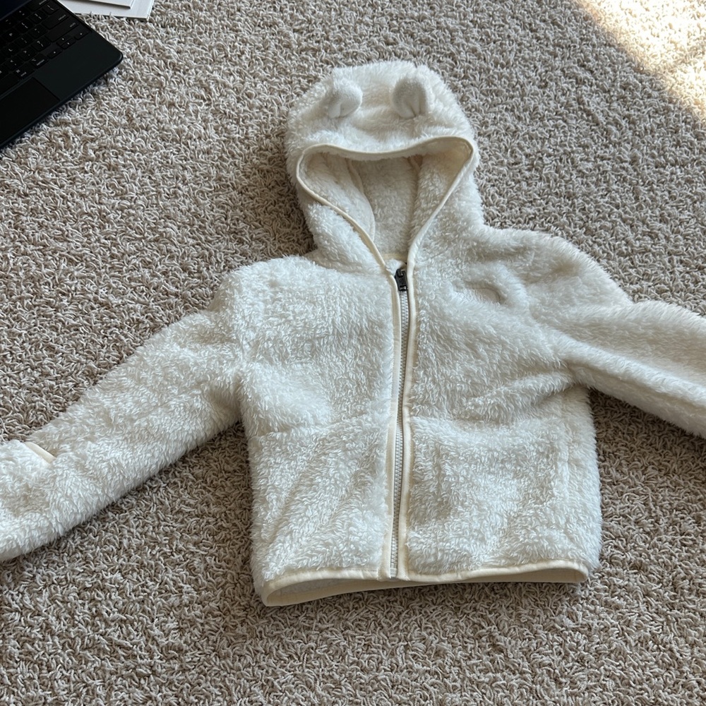 The North Face Cream Sherpa Zip-Up Hoodie for Kids